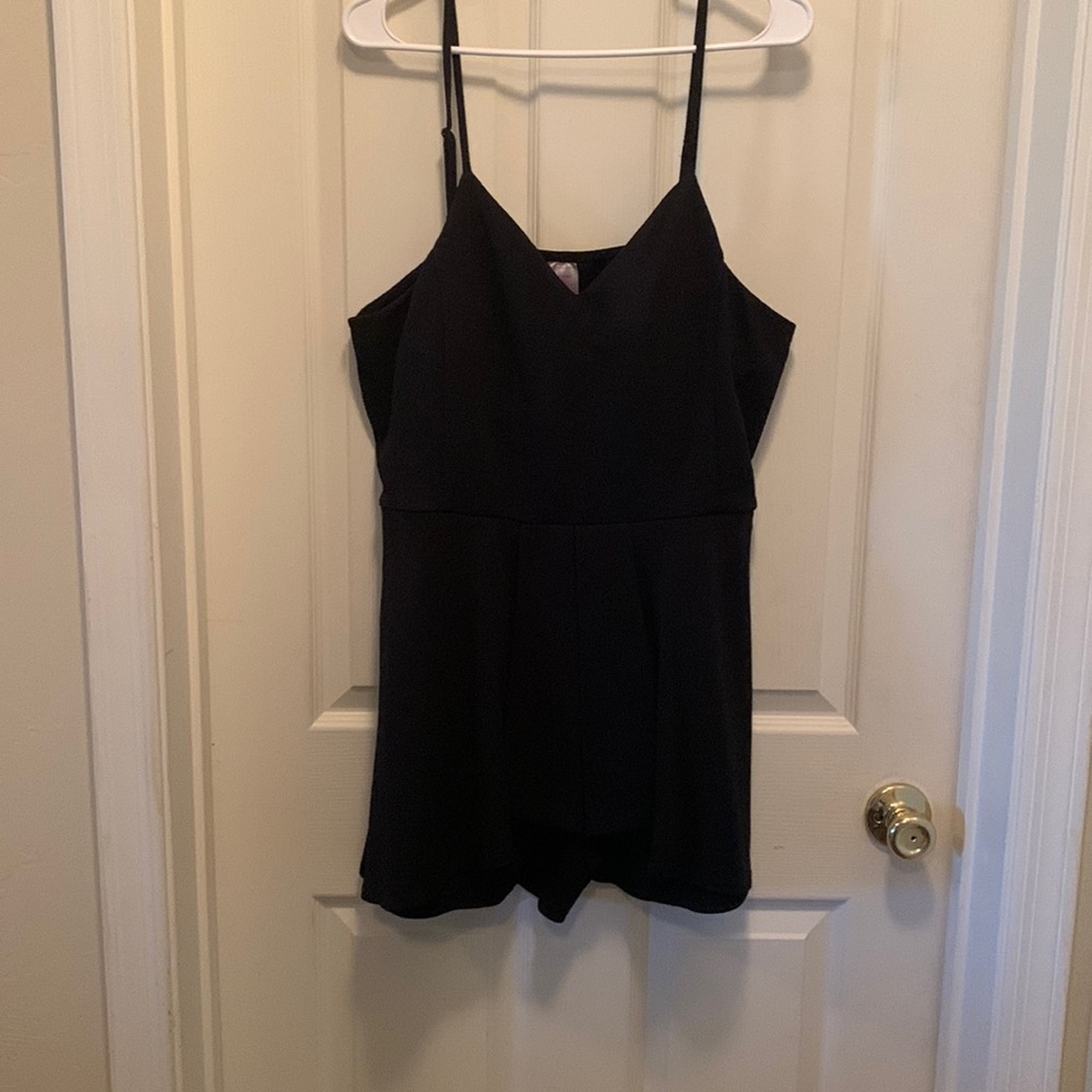 Plus size black peplum romper